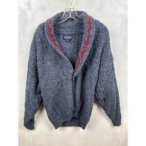 Lands' End Gray and Red Crewneck Sweater